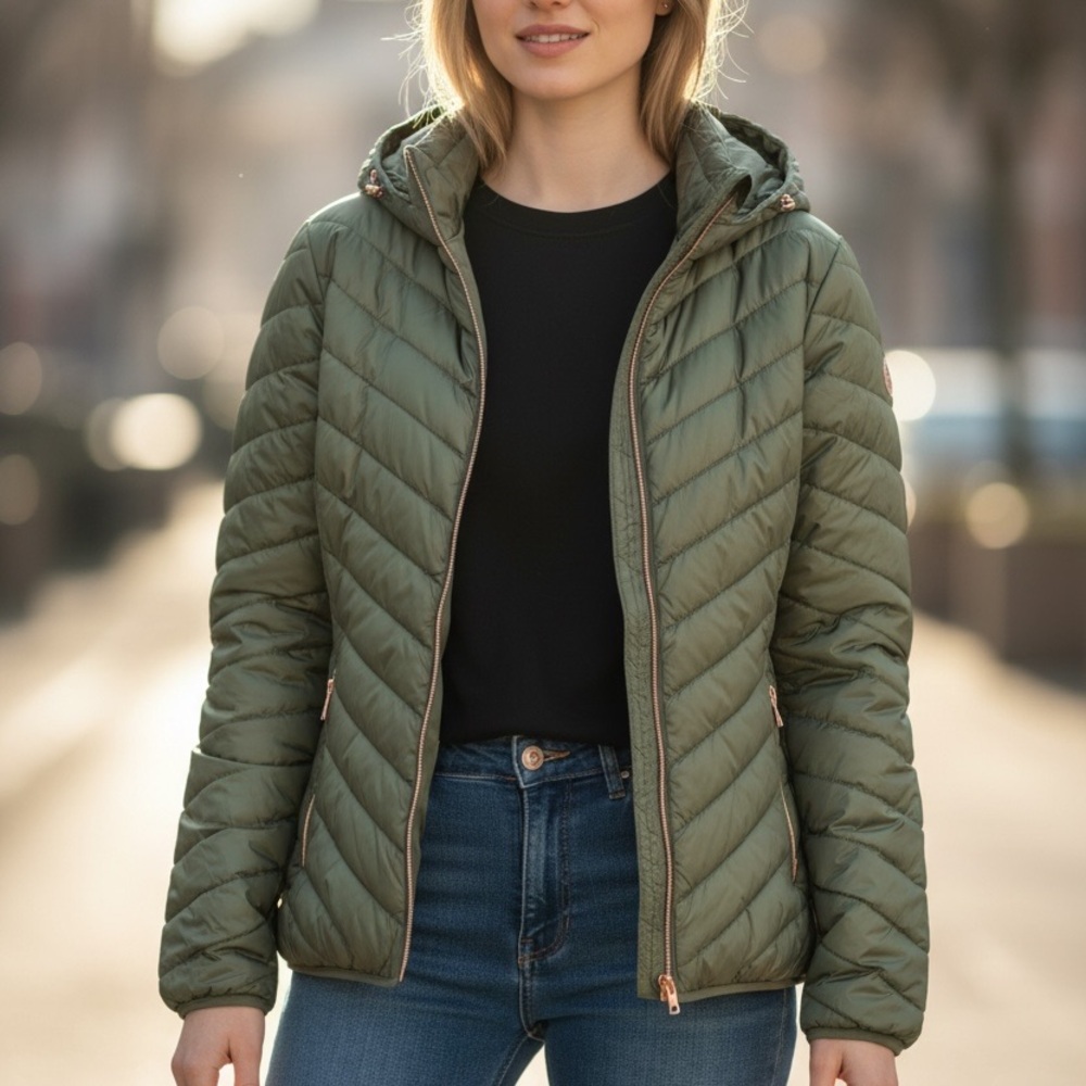 Big Chill Women's Green Puffer Jacket